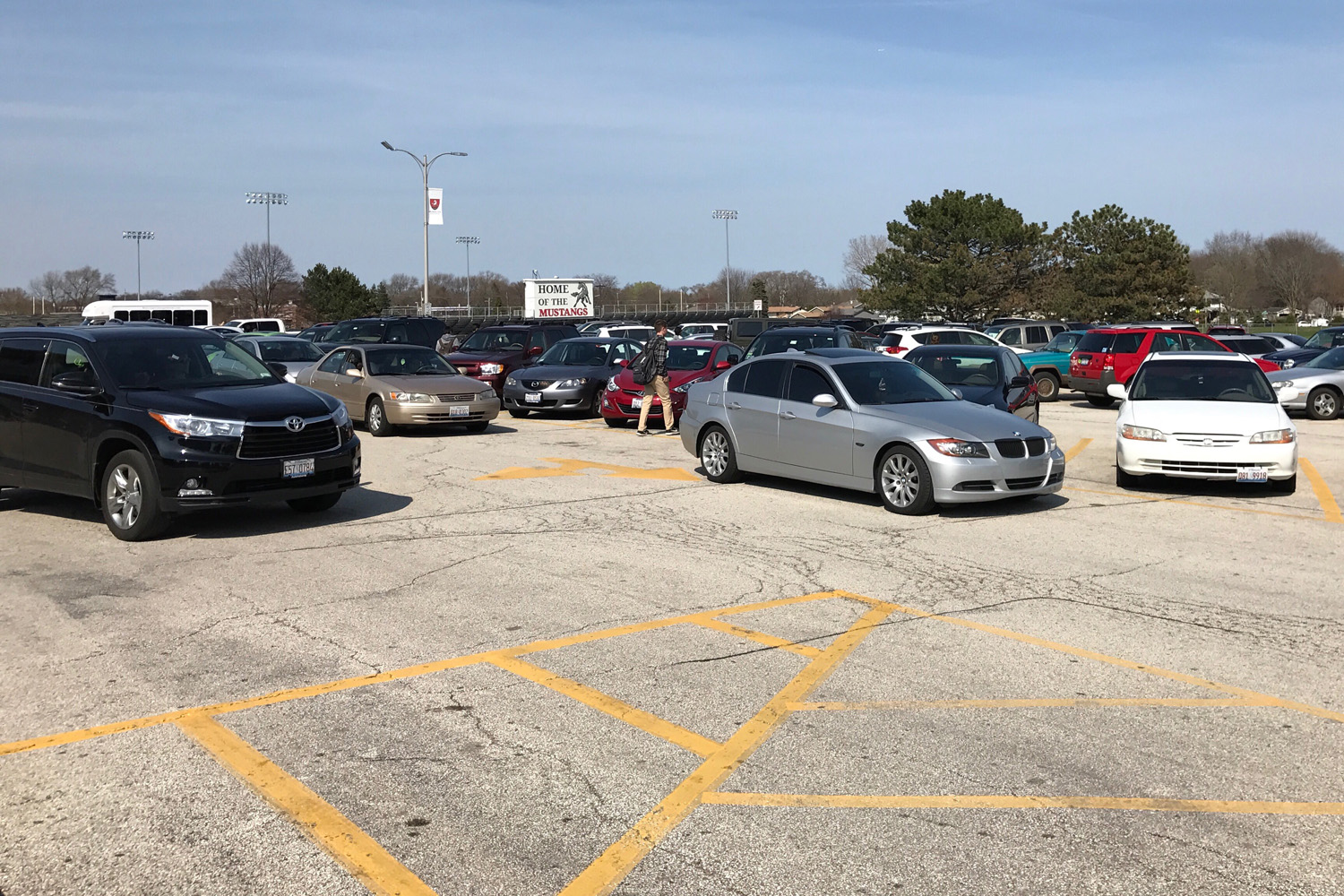 High school parking lot