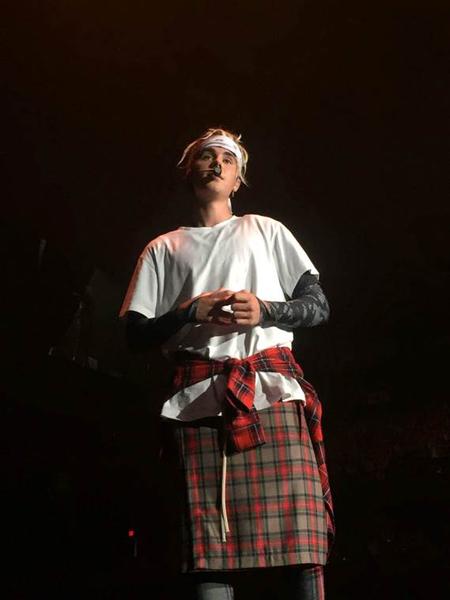 Justin Bieber has a connecting moment with his audience while describing the meaning behind his new album when he performed at the Allstate Arena in Chicago, Ill., on Saturday, April 23.