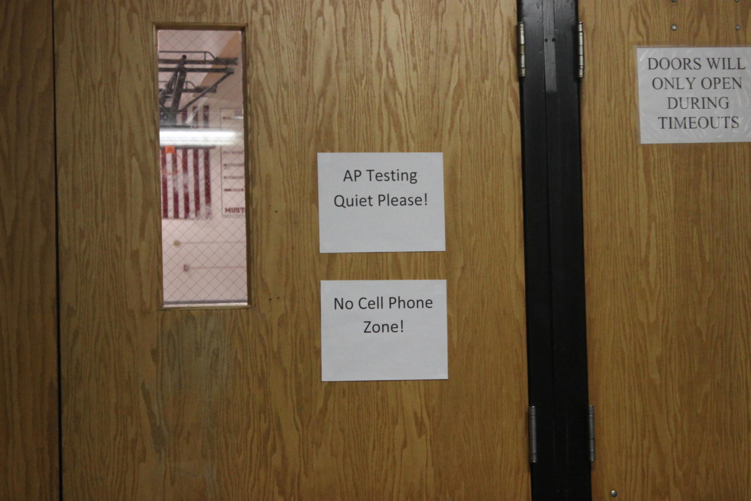 Sign outside of an AP testing room