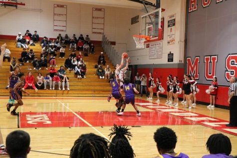 Senior Kevin Moyer going for a layup against Waukegan on Tuesday, Jan. 24. MHS won the game 74-71.