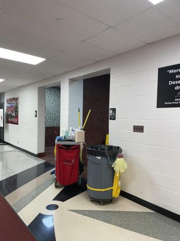 A late night shift: at 10:47 pm on Jan. 20, MHS custodial members were cleaning the A-Wing bathrooms. This was during their 4pm to 12pm shift.